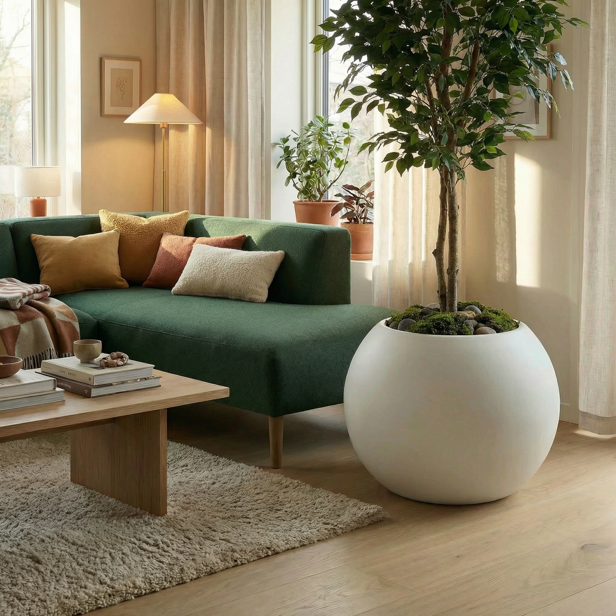 Blumentopf Ø68 cm Kugelform Weiß PLENA