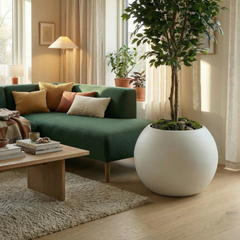 Pflanztopf Weiß Ø68 cm Kugelform PLENA