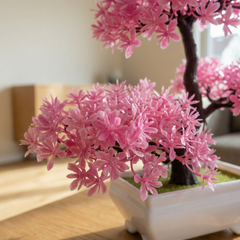 Kunst-Bonsai Blüte 20 cm mit Übertopf