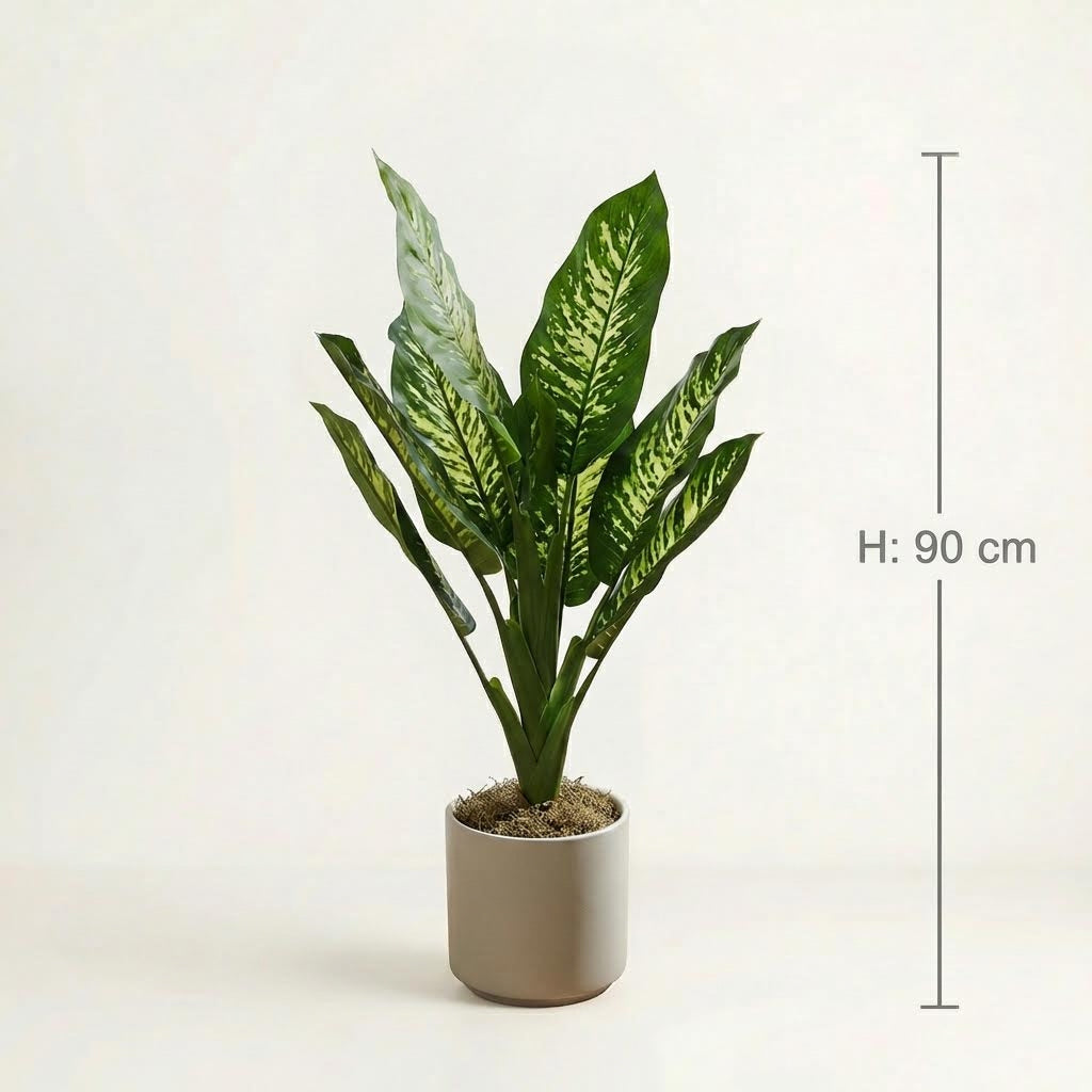 Kunst dieffenbachia 90 cm, maatvoering 90 cm