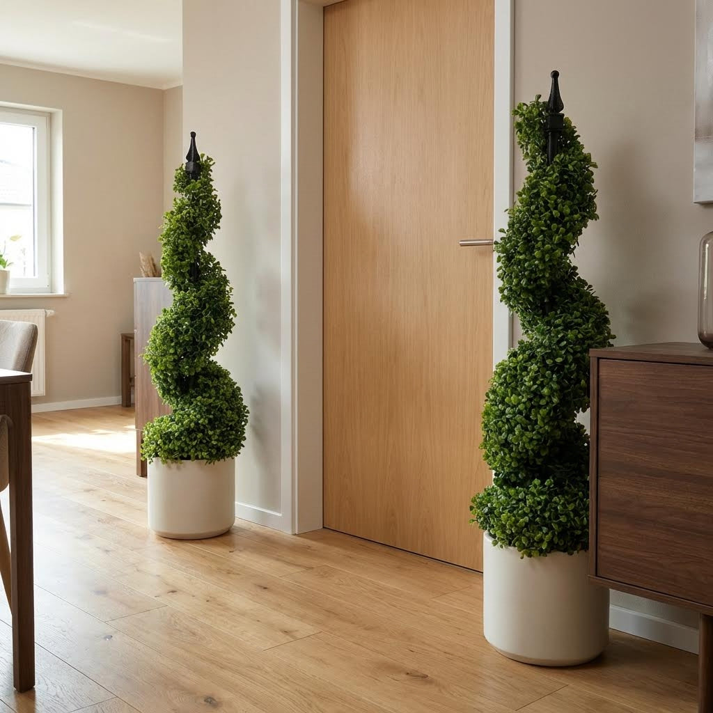 Kunst buxus spiraal 90 cm (set van 2) in hal, set van 2