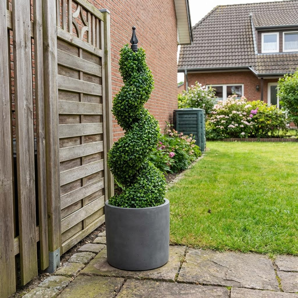 Kunst buxus spiraal 90 cm (set van 2) buiten in tuin