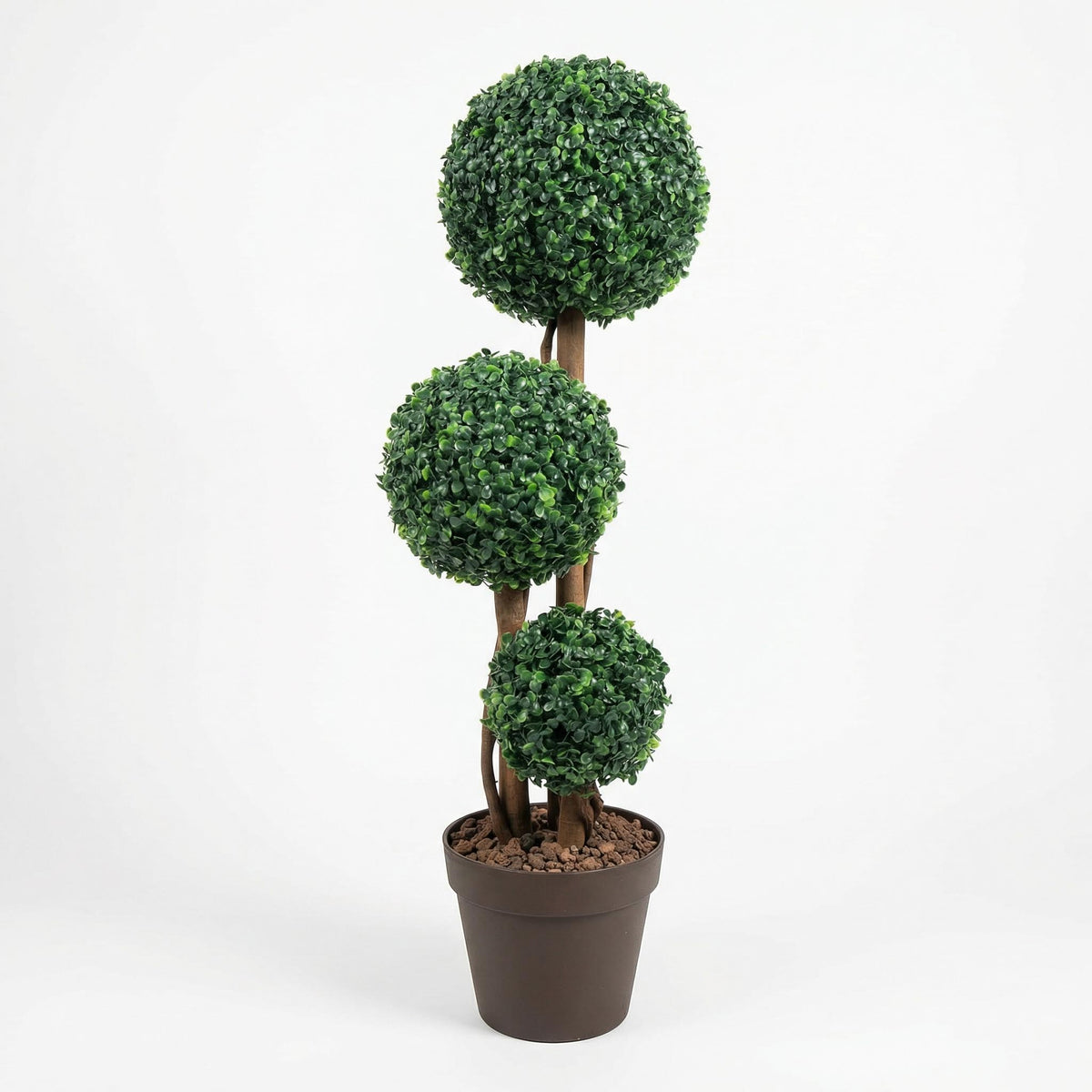 Kunst buxus bolboom 90 cm, volledige plant op witte achtergrond