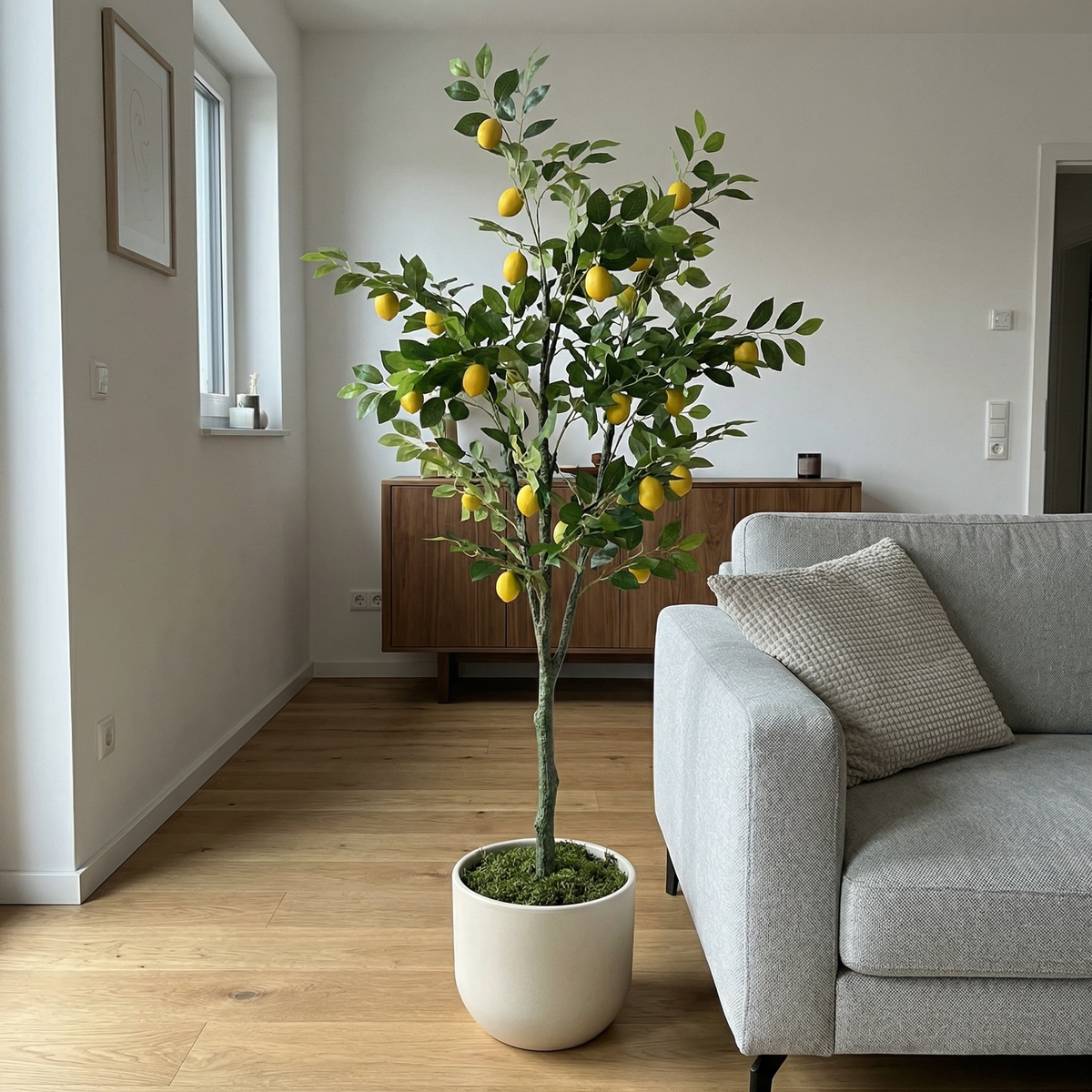 Kunst citroenboom 150–180 cm in woonkamer