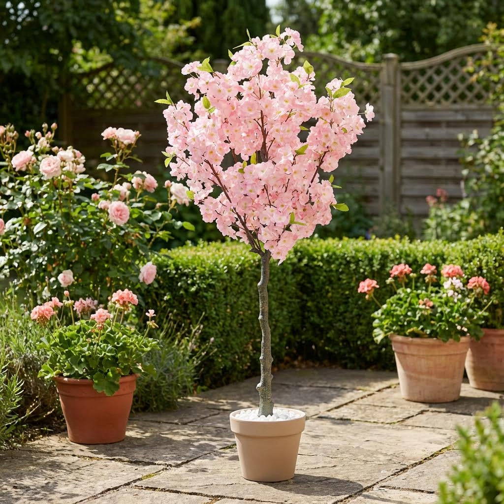 Kunst sakura kersenboom roze 150 cm buiten in tuin