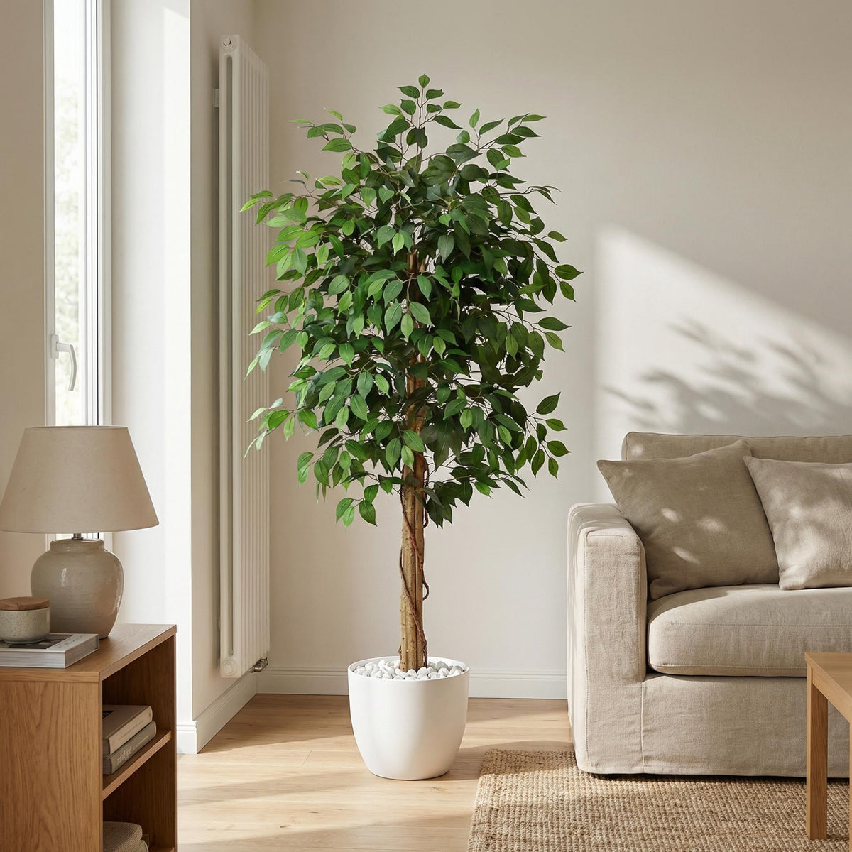 Kunst ficus nitida 180 cm in woonkamer
