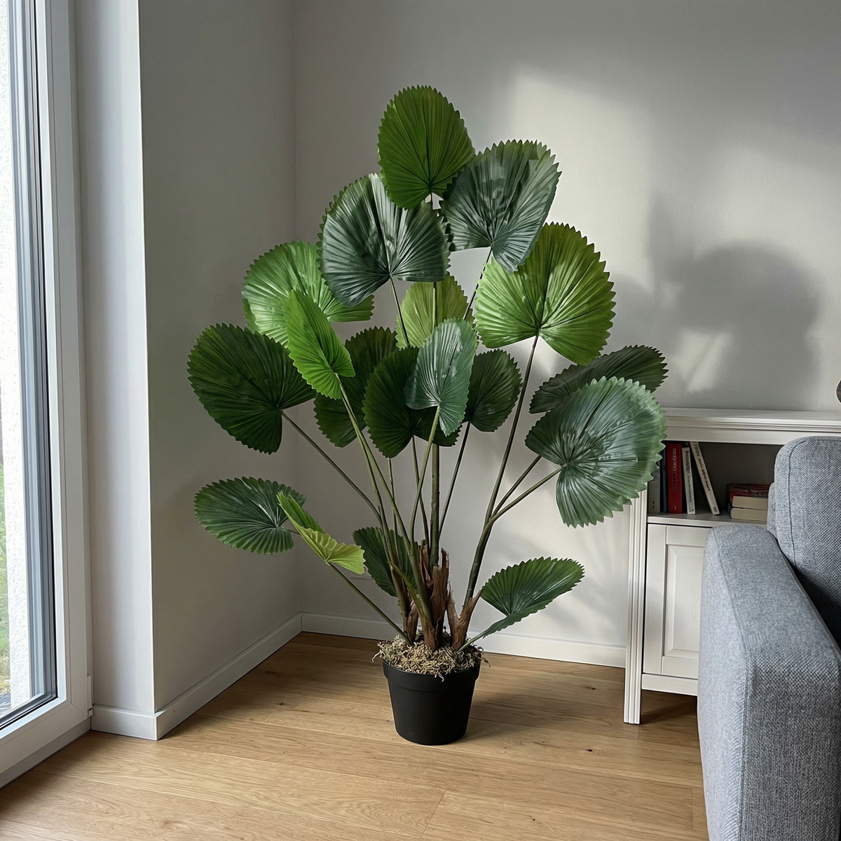 Kunst waaierpalm 120 cm in woonkamer