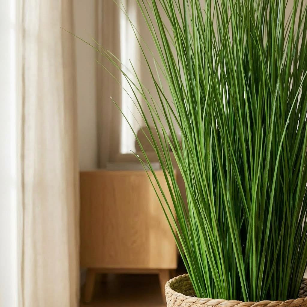 Künstliche Schilfgras-Rispen 50 cm (10 Stück), Nahaufnahme Grashalme
