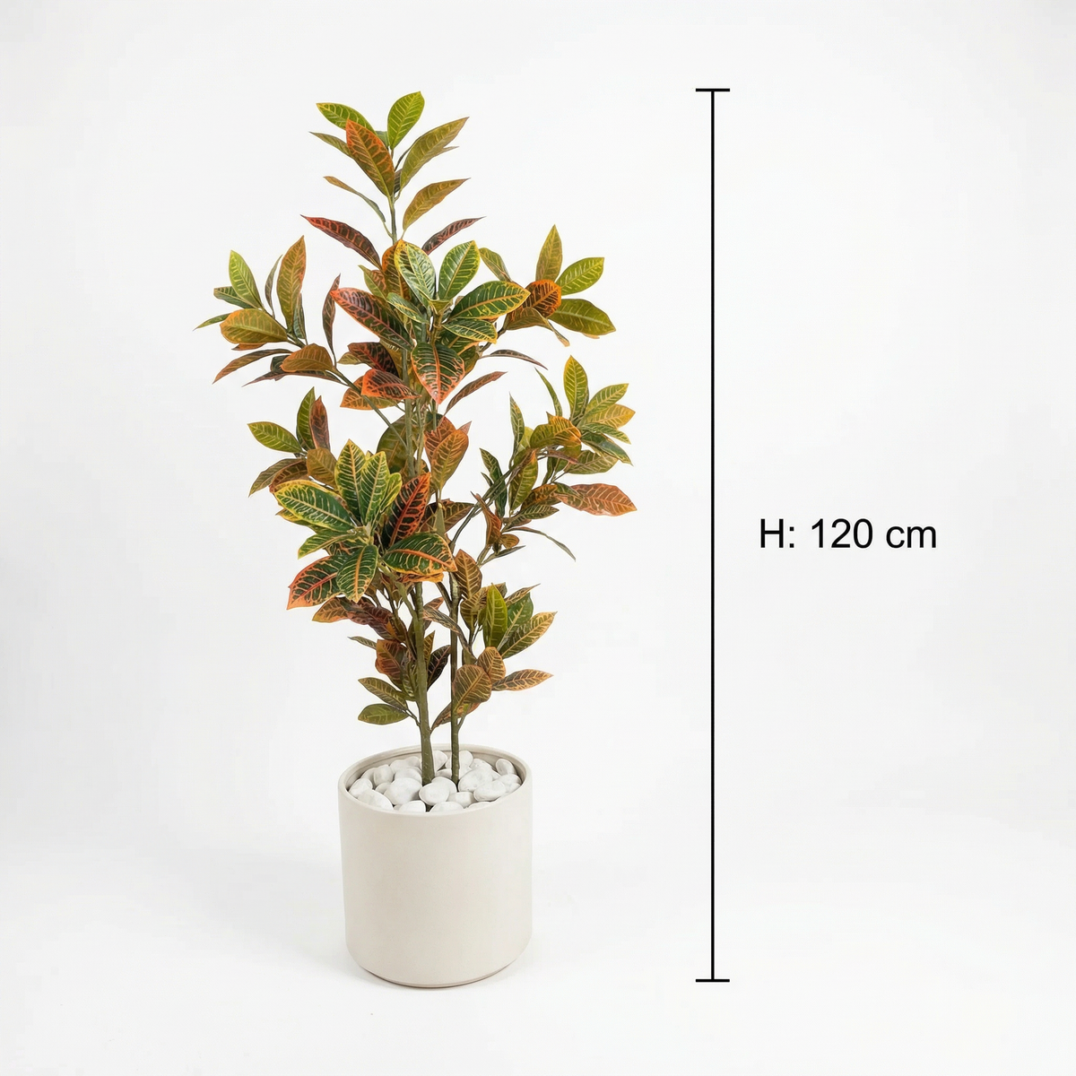 Kunst croton stelen 120 cm, maatvoering 120 cm