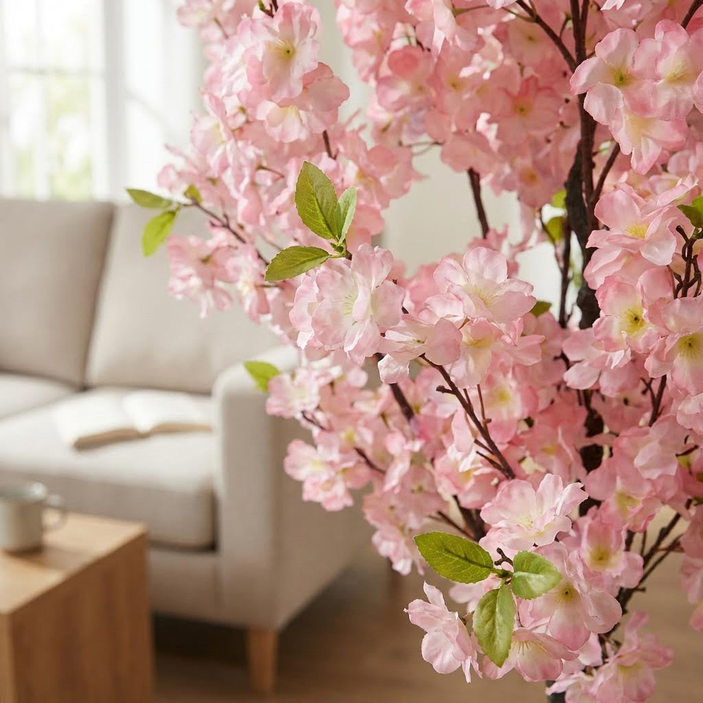 Kunst sakura kersenboom roze 150 cm, close-up roze bloesem