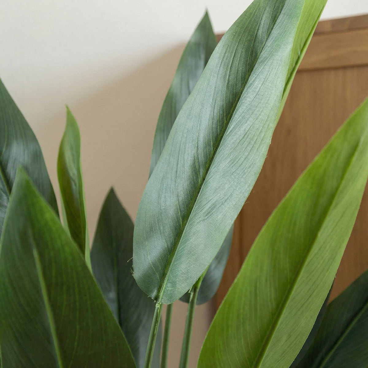 Kunst strelitzia 110 cm, close-up blad