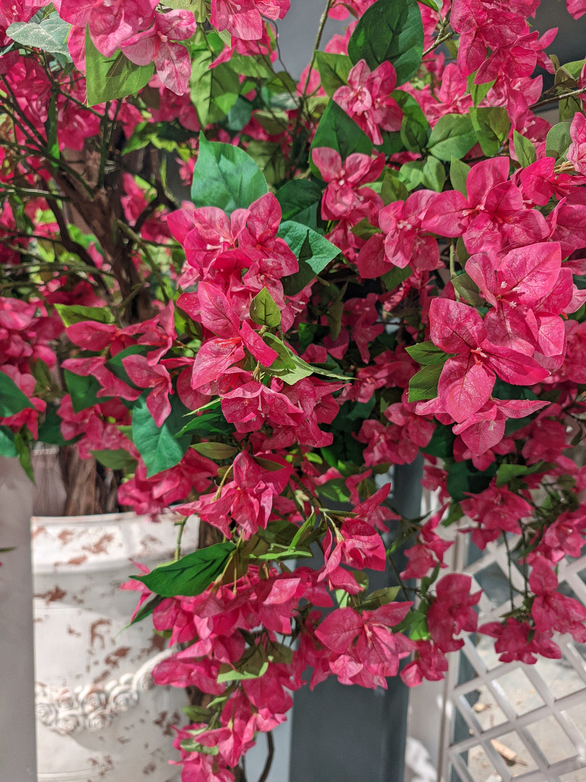 Kunst bougainvillea roze 210 cm, close-up bloemen buiten