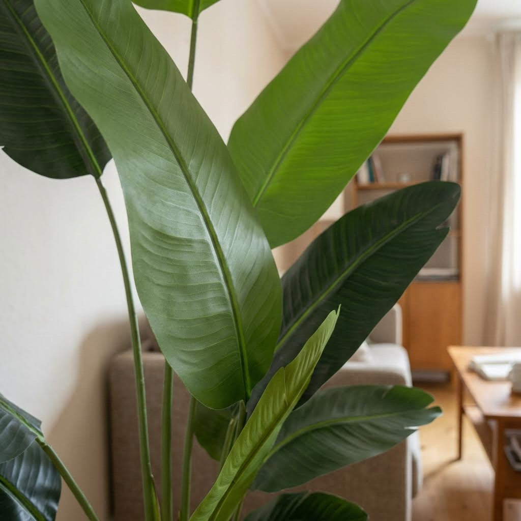 Kunstig strelitzia 180 cm, nærbillede af blad