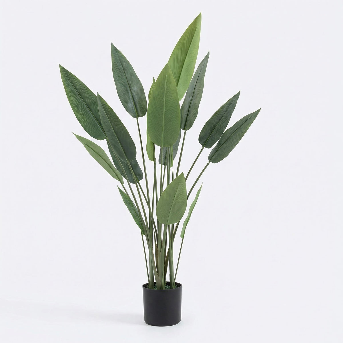 Kunst strelitzia 110 cm, volledige plant op witte achtergrond