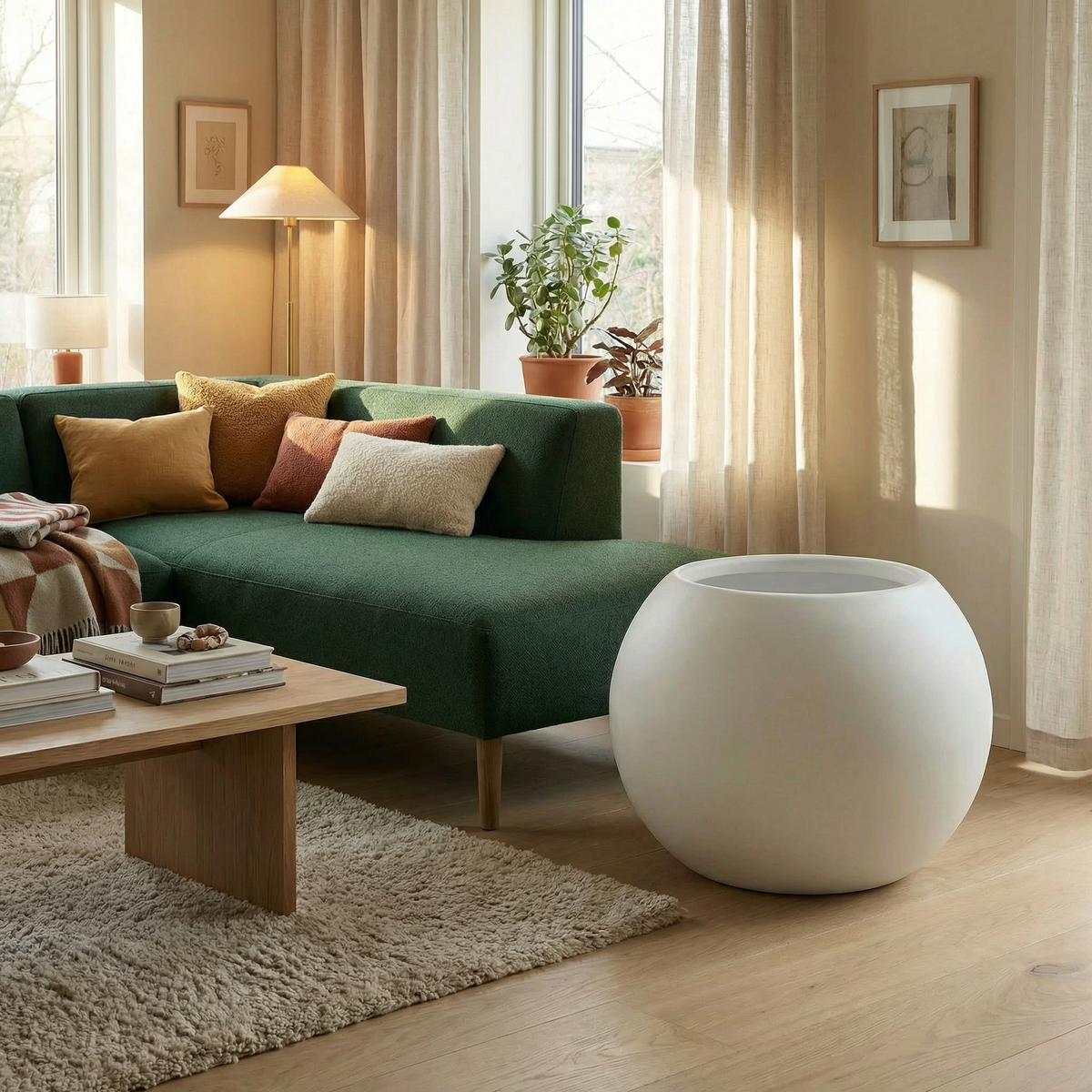 Blumentopf Ø68 cm Kugelform Weiß PLENA