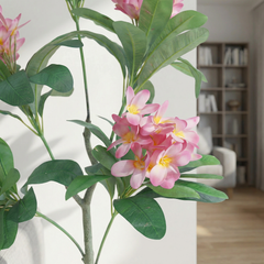 Kunst-Plumeria Rosa 120 cm mit Übertopf