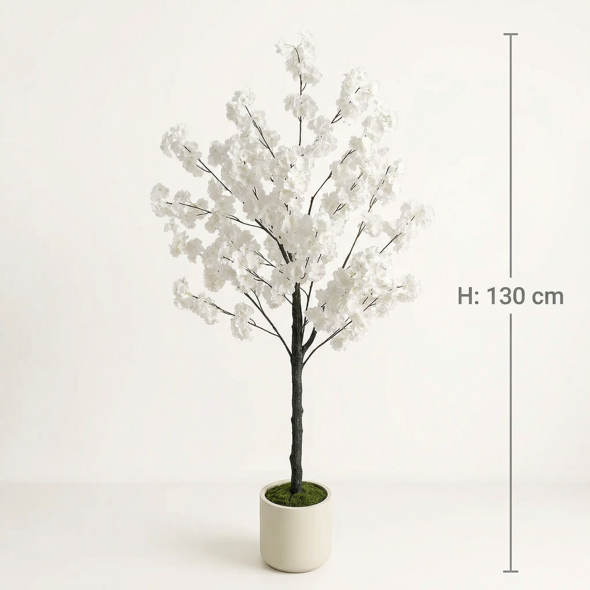 Kunst kersenbloesemboom wit 130–180 cm, maatvoering 130 cm