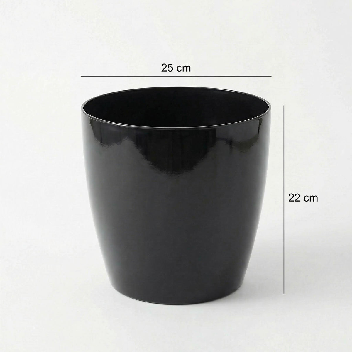 Plantenpot zwart Ø25 cm MAGNA, maatvoering Ø 25 cm en 22 cm hoog