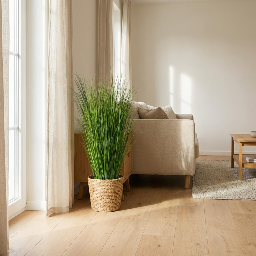 Künstliche Schilfgras-Rispen 50 cm (10 Stück) im Wohnzimmer