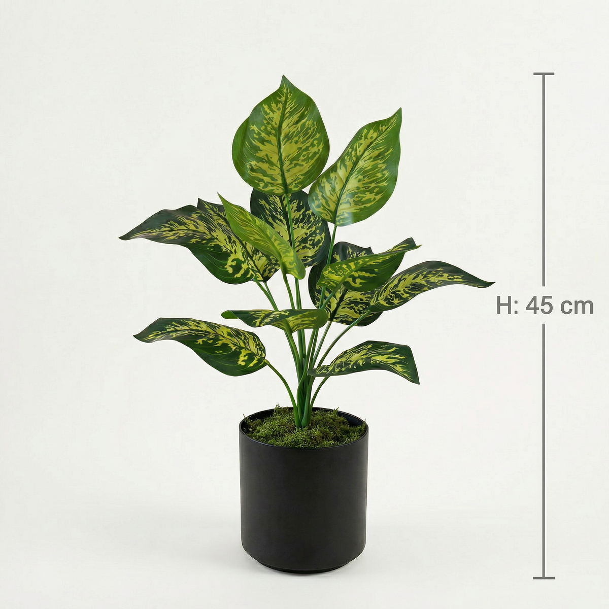 Kunst dieffenbachia stelen groen-geel 45 cm, maatvoering 45 cm