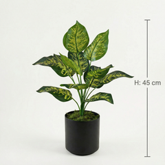 Kunst Dieffenbachia Stelen Groen-Geel 45 cm