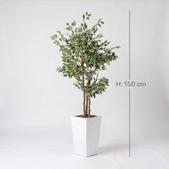 Kunst Ficus Benjamina 150 cm met decoratieve pot