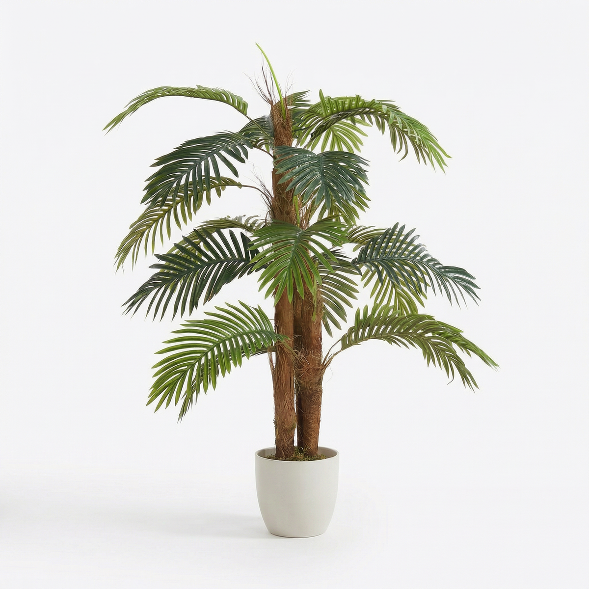 Kunst palmboom 120 cm, volledige plant op witte achtergrond