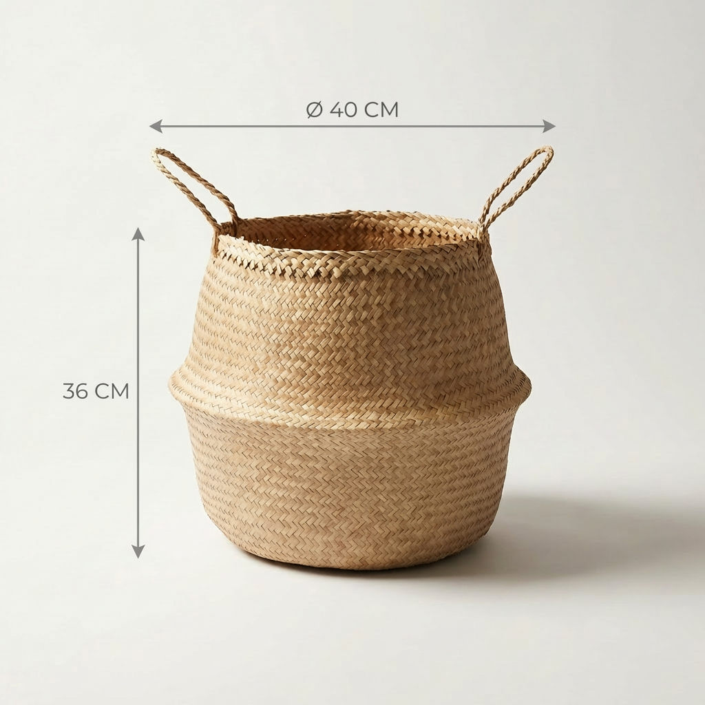 Plantekurv Ø40 cm søgræs LENA, mål Ø 40 cm og 36 cm høj