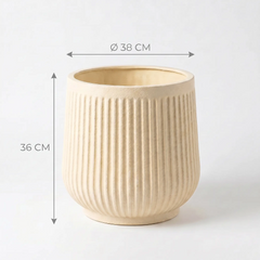 Plantenpot Crème Ø38 cm Geribbeld LUNA
